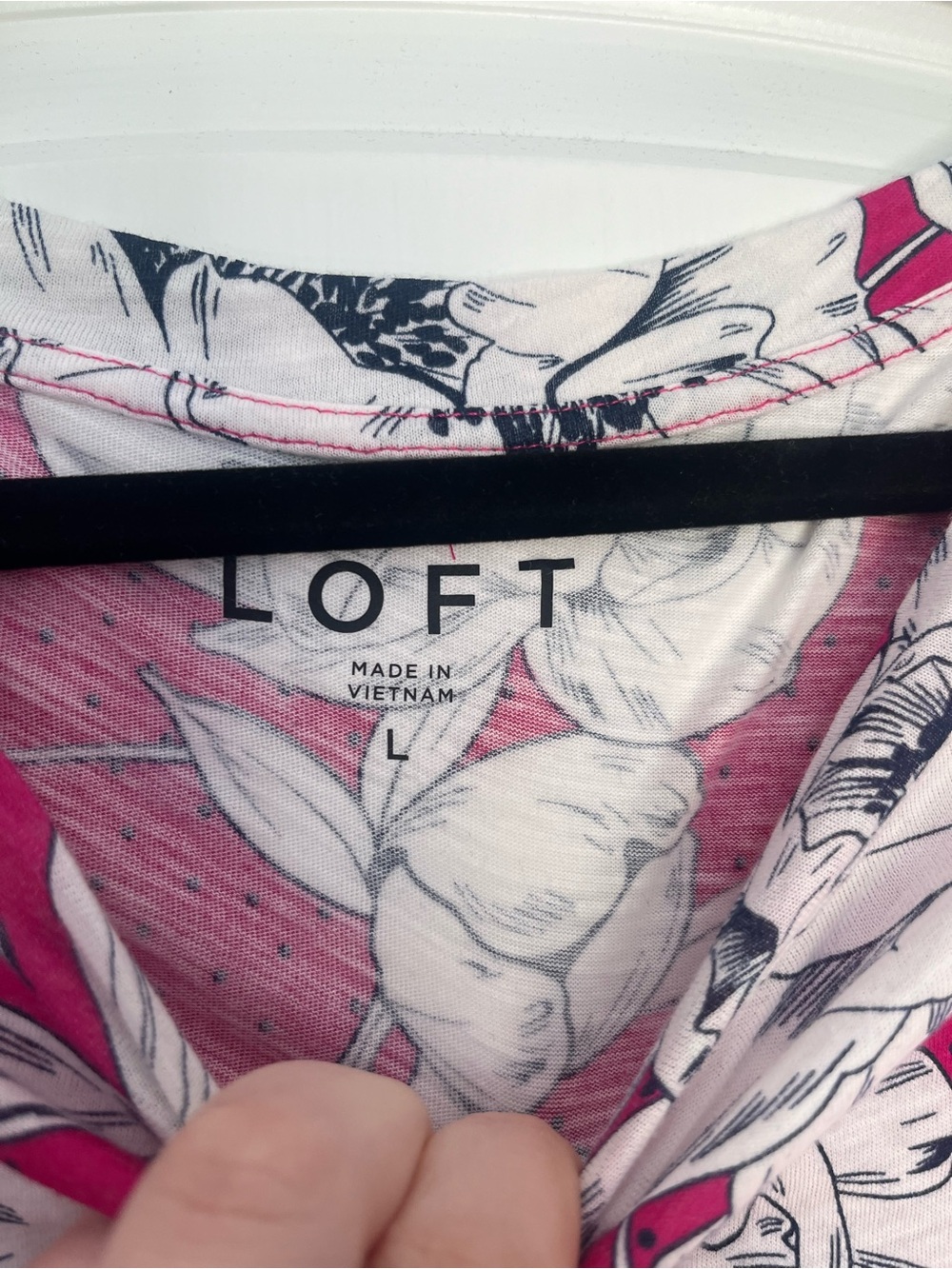 LOFT Raspberry Pink Floral Ruffle Sleeve Tee - Picture 3 of 5